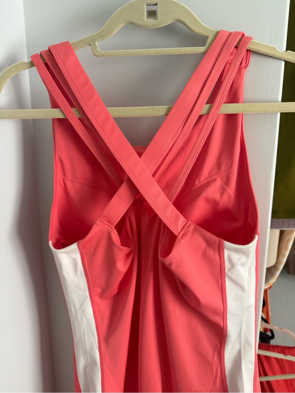 Nicole Miller Coral and White Crossback athletic Dress